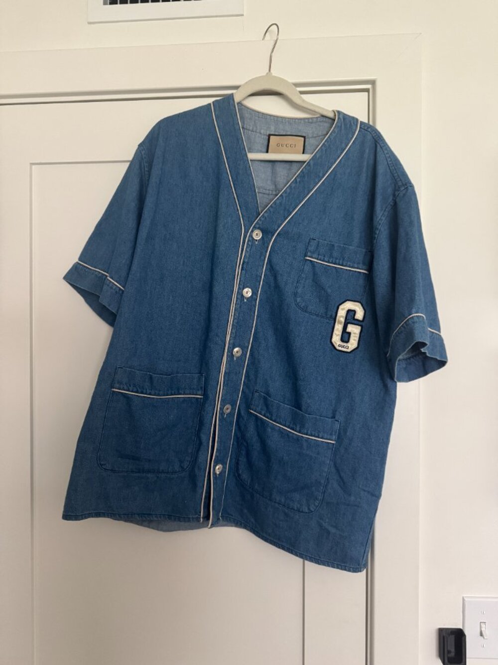 Denim Gucci Oversized Baseball Shirt/Dress